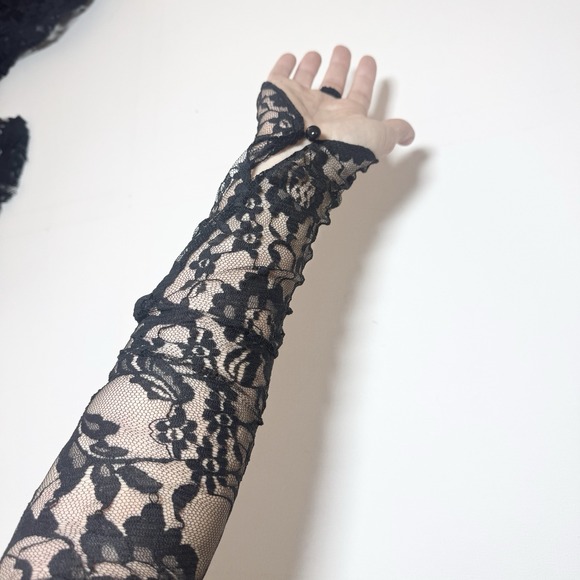 Vtg Fredericks Hollywood Black Lace Formal Dress 7/8 Gothic Victorian Ren Prom - Picture 8 of 16